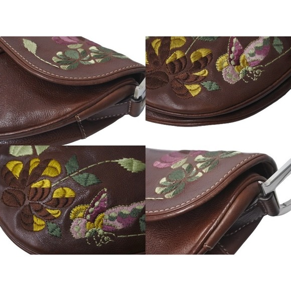 Christian Dior Saddle Shoulder Bag Embroidery Leather Brown - Picture 5 of 8